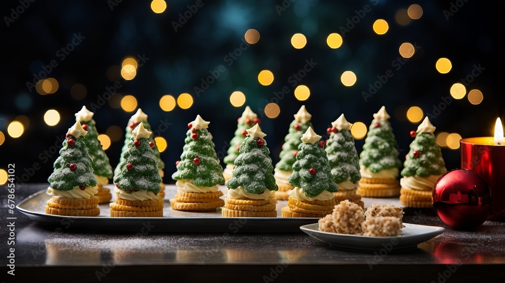 Cheese canapes shaped like Christmas trees: a festive and delicious snack idea