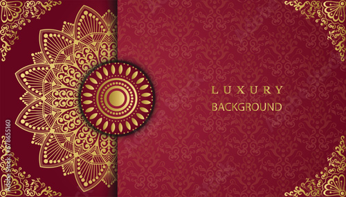 Luxury ornamental mandala design background in gold color. Beautiful luxury mandala background. Design for invitation, wedding card, Diwali, decoration. India, Indian, Arabic, Damask, Asian, Turkish