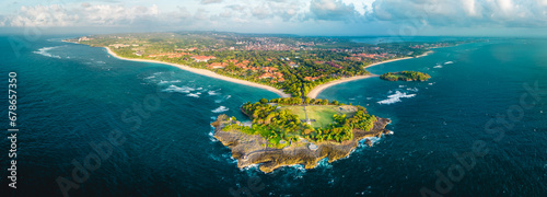 Aerial view of Nusa Dua Beach in Bali Indonesia with peninsula island photo