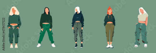Minimalistic Fashion Illustrations of Women in Cargo Pants