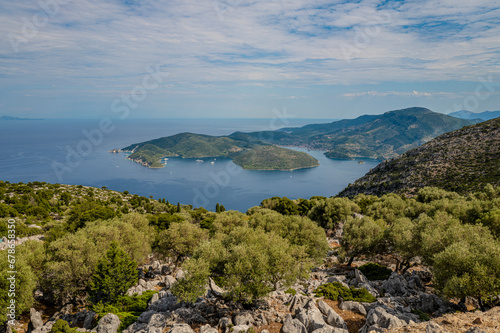 Panoramic image of Ithaca island in Greece