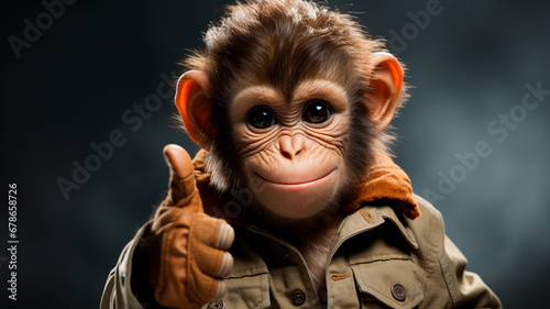 monkey hand with a black background © RozaStudia