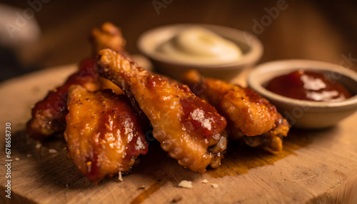 Grilled chicken wings in barbecue sauce