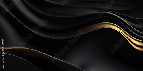 Elegant Obsidian Swirls with Gilded Touch, Generative AI