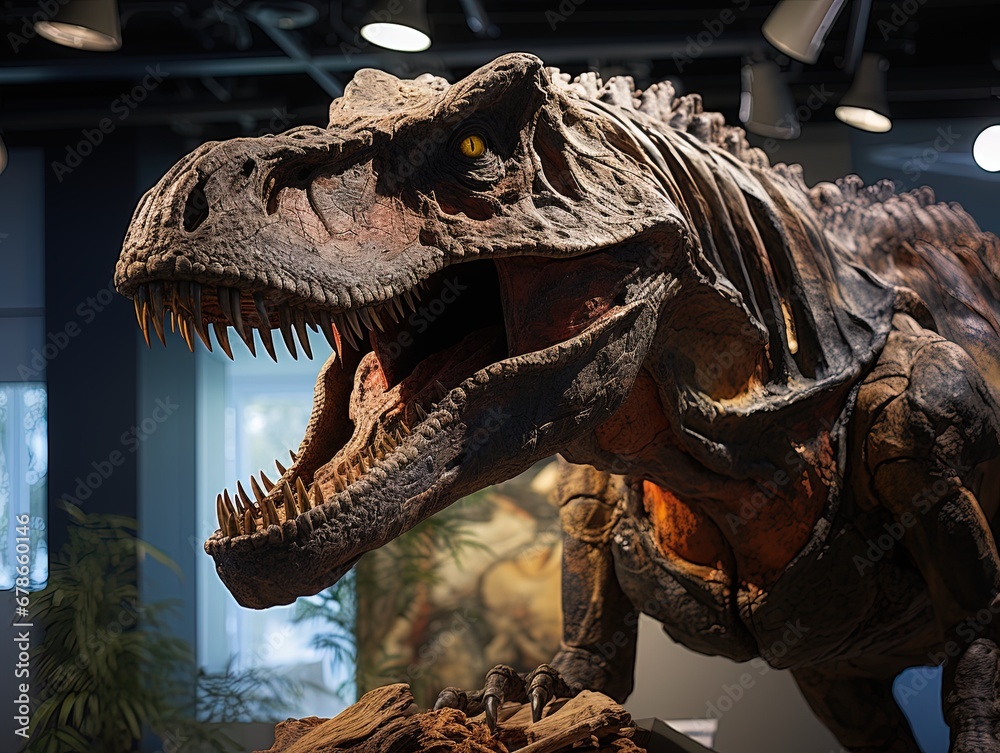 Realistic representation in a museum of a gigantic carnivorous dinosaur. Realistic representation in a museum of a gigantic carnivorous dinosaur.