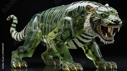 a majestic predator tiger with a wild look is roaring in the wild forest created with Generative Ai © Andrii Yablonskyi