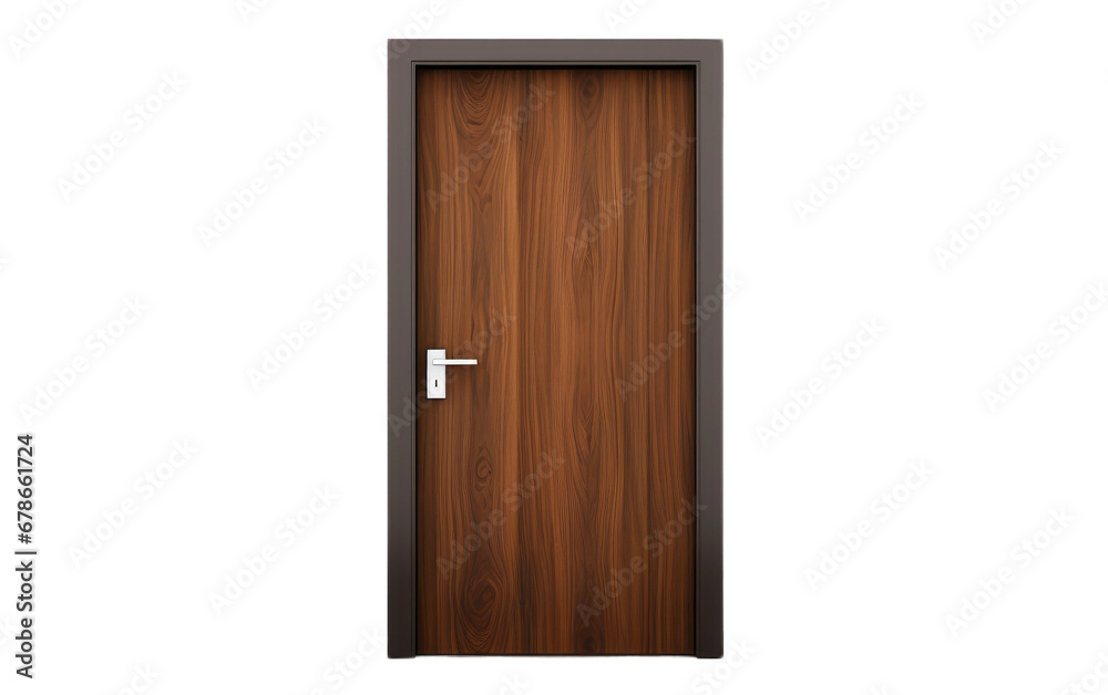 Minimalist Wood and Metal Door On Transparent Background.