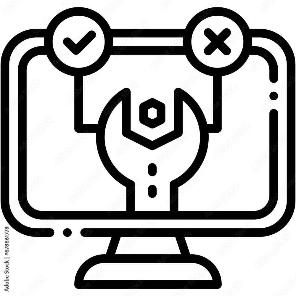 Vector Icon Software Testing, Repair, Testing, Tools, Wrench, Management Vector Icon Software Testing, Repair, Testing, Tools, Wrench, Management