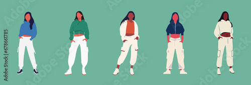 Minimalistic Fashion Illustrations of Women in Cargo Pants