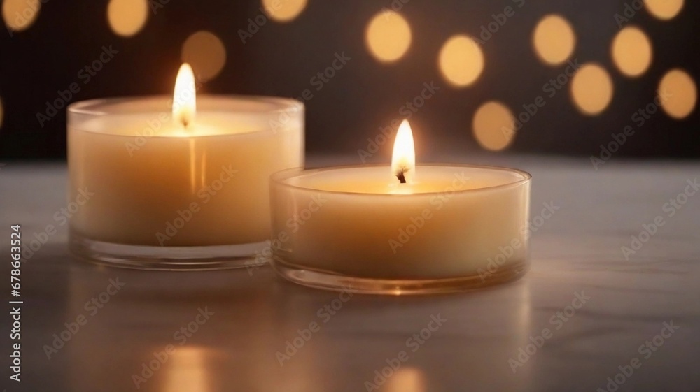 Create an image capturing the soft and tranquil glow of a burning candle, AI generated, background image