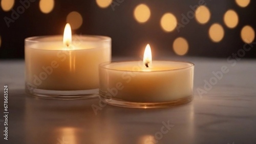 Create an image capturing the soft and tranquil glow of a burning candle  AI generated  background image
