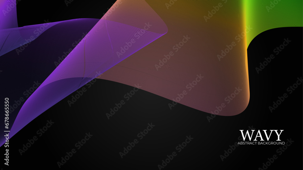 Abstract dark background with glowing wave. Technology hi-tech futuristic template.Suit for poster, banner, brochure, cover, website, flyer Vector illustration