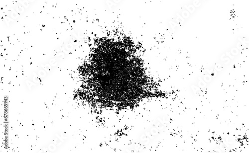 Grungy black ink splat on transparent background