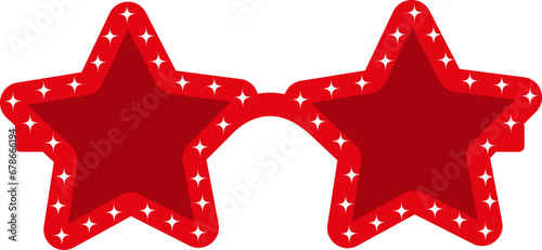 Christmas Retro Star Shaped Glasses. . Set of New Year cliparts. Props for Christmas photo booth. Vector illustration.