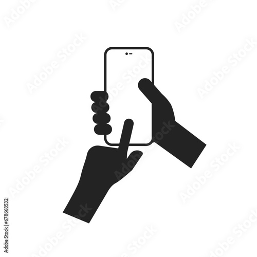 Isolated pictogram icon of man use phone for do not use cellphone, cellular phone is prohibited, forhandphone not allowed sign