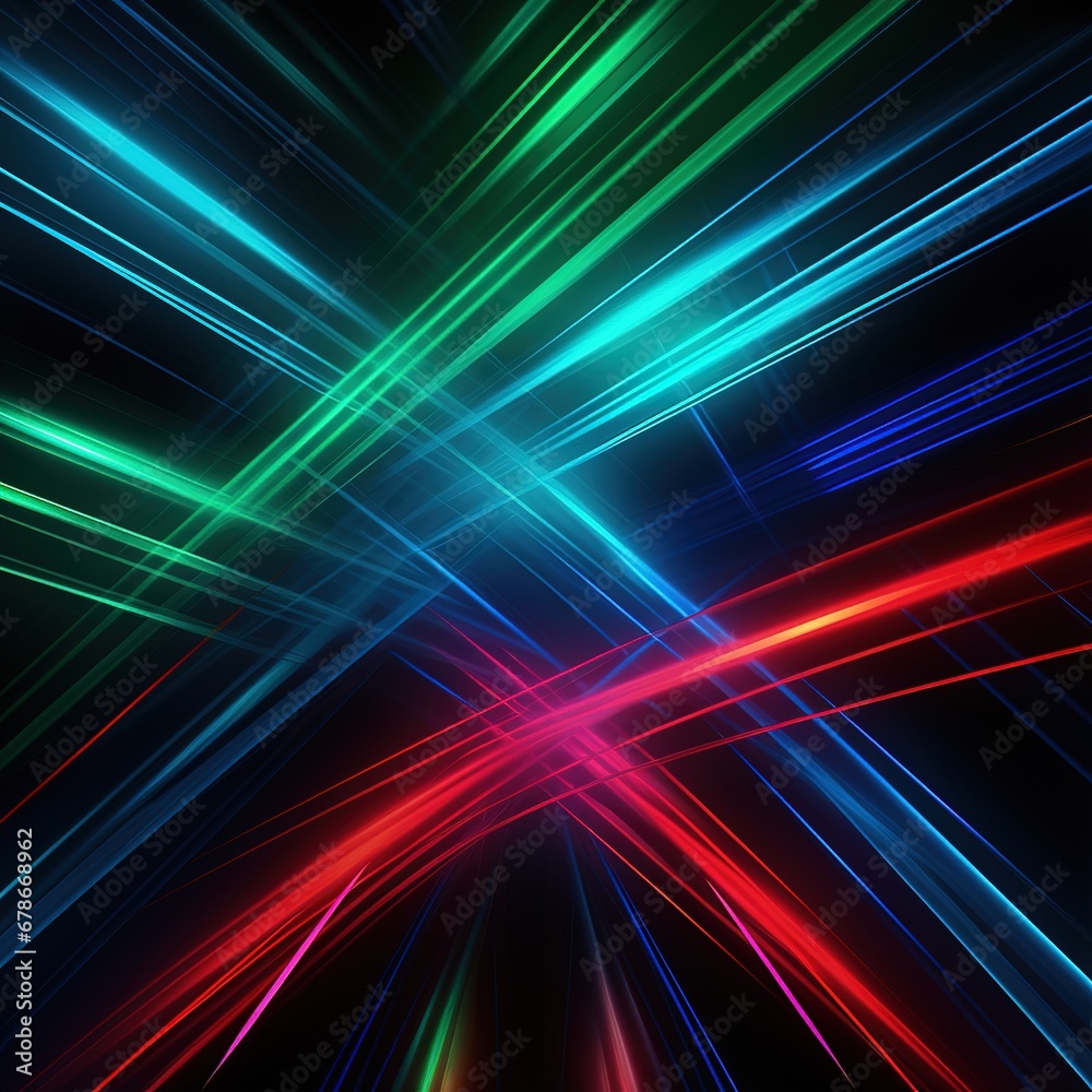 Dark space background with multi-colored neon glowing, moving lines. Abstraction Dark space background with multi-colored neon glowing, moving lines. Abstraction