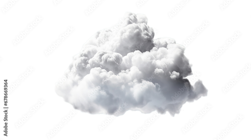 White cloud isolated on transparent background, Generative ai.