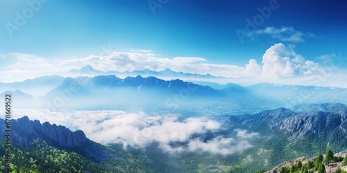 Turkish Tranquil Heights   Majestic Vista from Tahtali Mountain, Generative AI photo