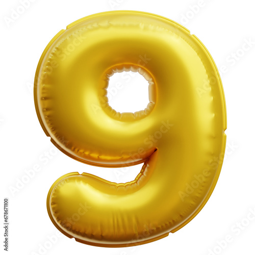 Number 9 Balloon 3D Icon Illustrations photo