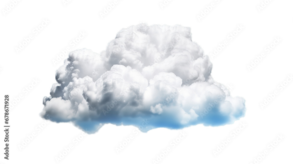 White cloud isolated on transparent background, Generative ai.