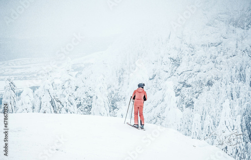 kid skiing in winter
