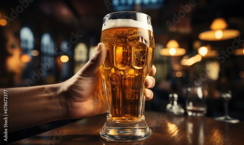 glass of beer on the hand