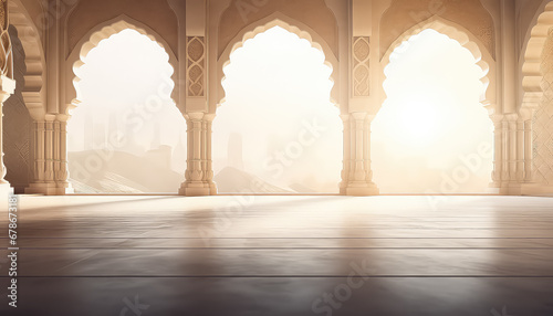 Fotografiet Beautiful arab arch with blur, ramadan concept