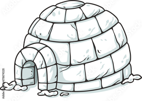 Snow igloo, seasonal build or winter ice shelter during for sleeping.