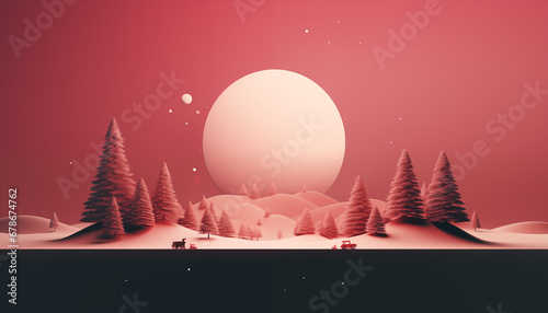 Minimalist Christmas landscape wallpaper