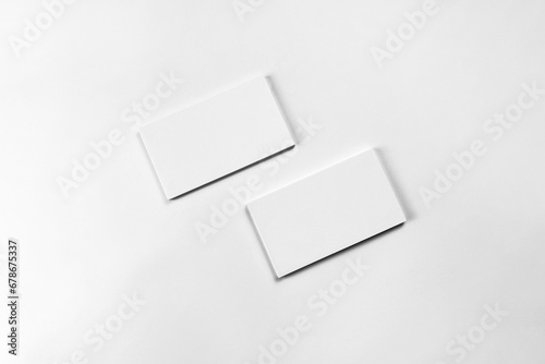 blank mockup template empty white clean square business card and postcard carte to display on desktop tabletop background with grey shadow