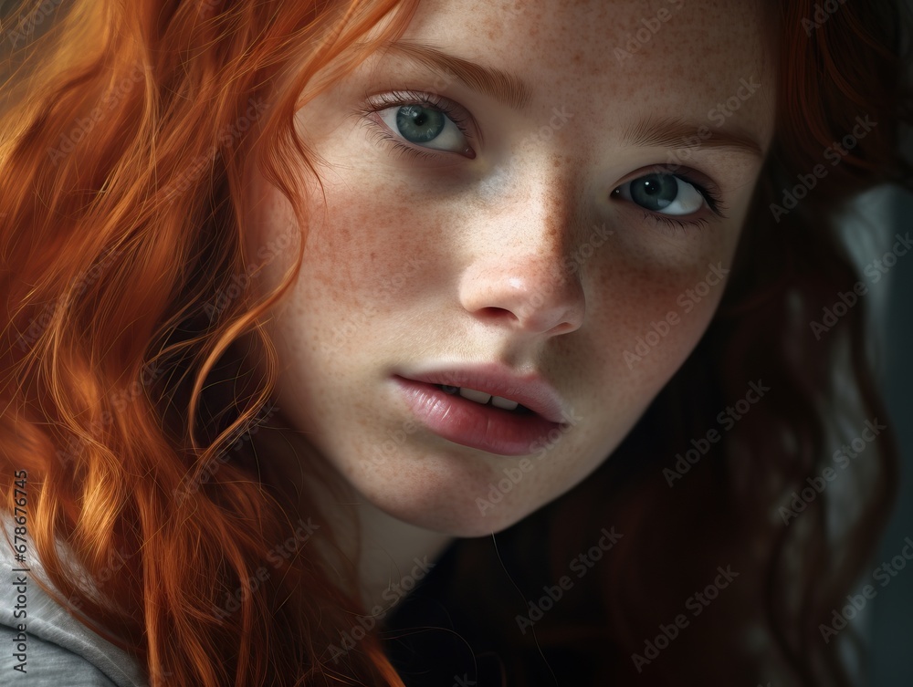 portrait of a beautiful girl with freckles and red hair portrait of a beautiful girl with freckles and red hair