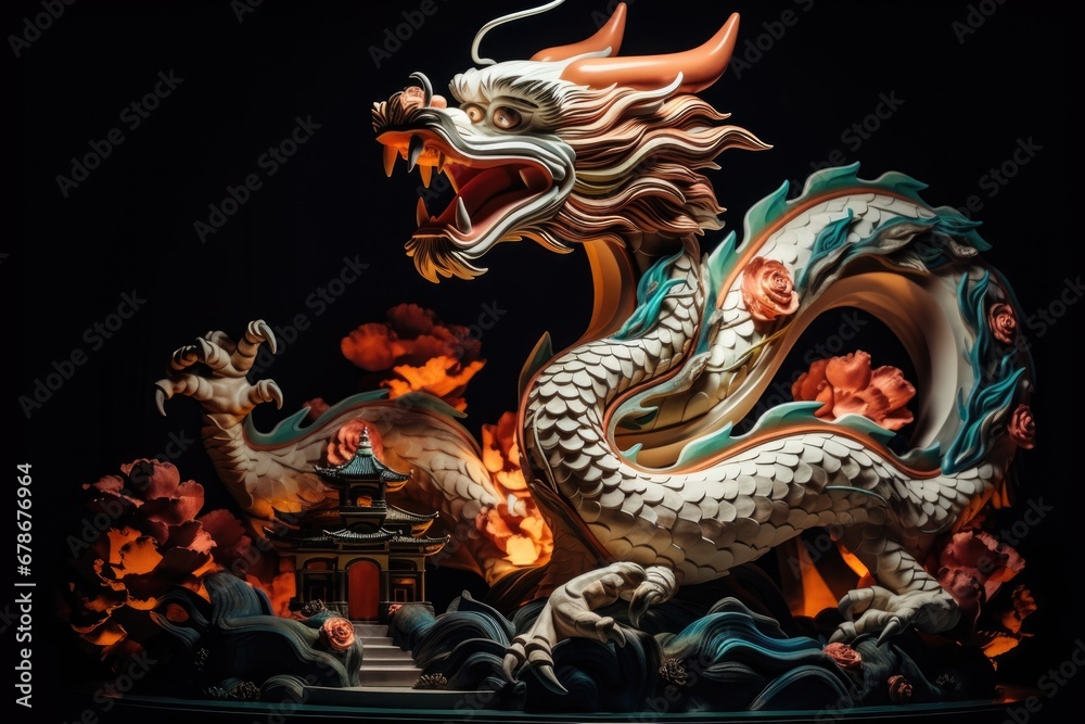 chinese dragon statue in temple chinese dragon statue in temple