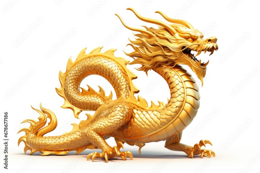 Fototapeta premium Gold dragon on a white background