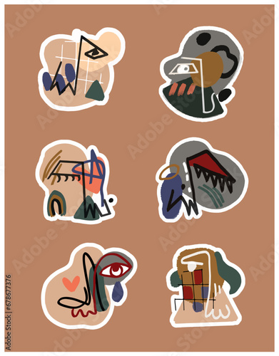 set of icons od abstract shape sticker