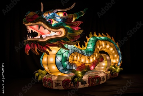 Glowing paper chinese dragon statue