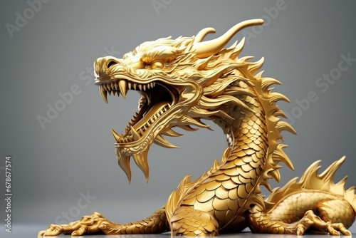 golden dragon statue in chinese temple © Marharyta