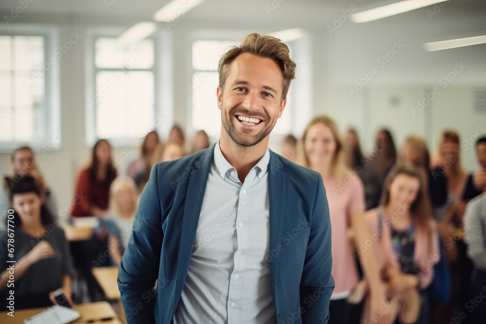 Teacher standing in classroom of students Teacher standing in classroom of students