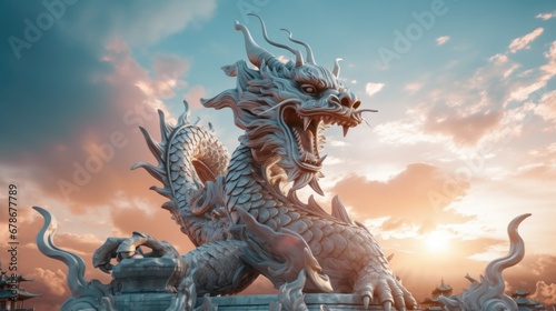 chinese dragon statue at the temple photo