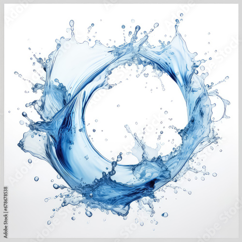Round water splash in circle swirl on white background