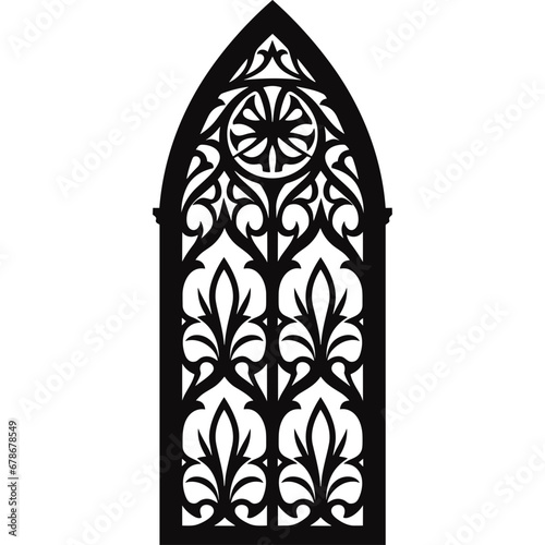 gothic cathedral window black vector frame