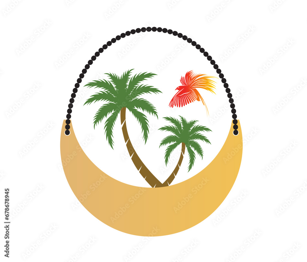 beads, half moon, palm tree, Bird-of-paradise Vector art Design templates