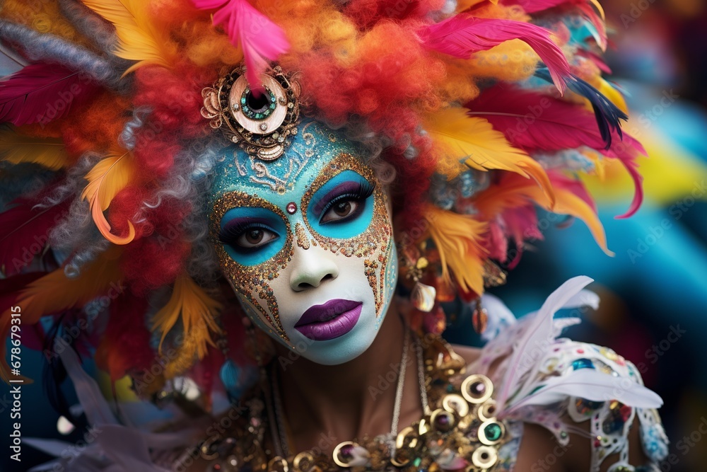 Carnival Reveler in Vibrant Costume

