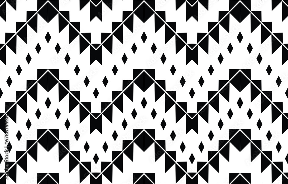 Fototapeta premium Ethnic abstract ikat art. Aztec ornament print. geometric ethnic pattern seamless color oriental. Design for background ,curtain, carpet, wallpaper, clothing, wrapping, Batik, vector illustration.