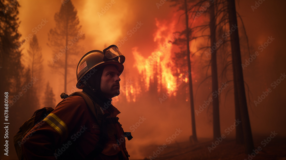 Firefighters are extinguishing a forest fire that is burning fiercely throughout the forest. Firefighters are extinguishing a forest fire that is burning fiercely throughout the forest.