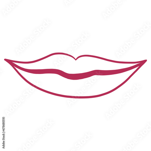 Red Woman Lips Outline