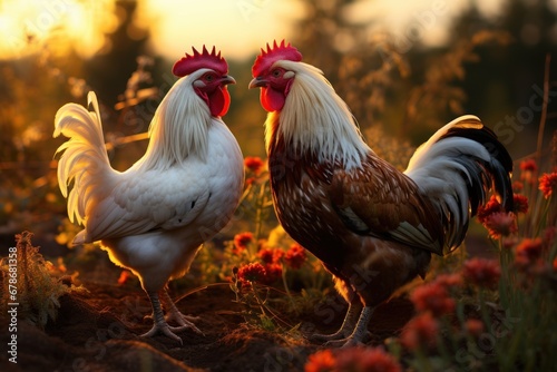 two rooster is opposite each other © nataliya_ua