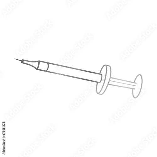 Silver Medical Syringe Drawing
