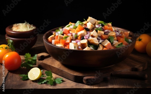 fresh chicken salad with vegetables