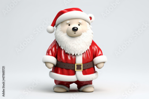 Bear with winter clothes like Santa Claus. Christmas style hat and sweater © Andrei