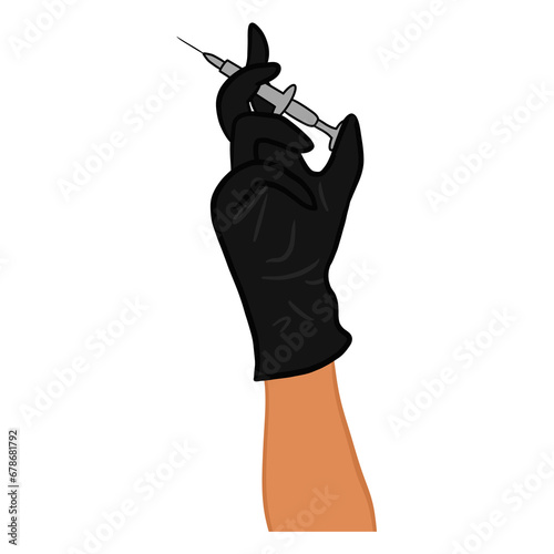 Black Robber Glove And Syringe